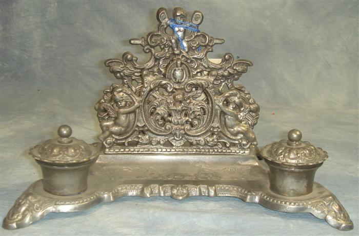 Plated silver Victorian desk stand  3d3c0