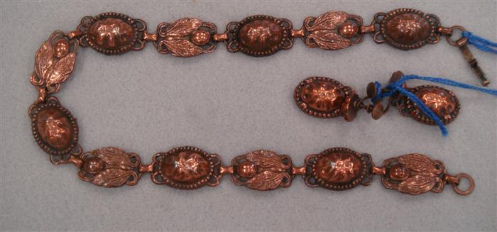 Vintage copper necklace and earrings 3d411