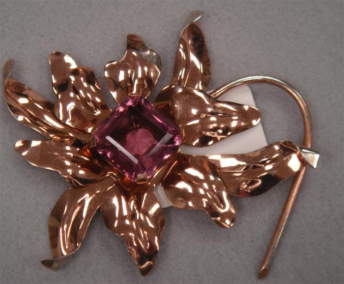 Sterling w/copper wash flower pin