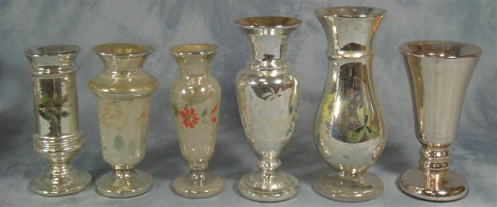 6 mercury glass vases 5 with painted 3d426
