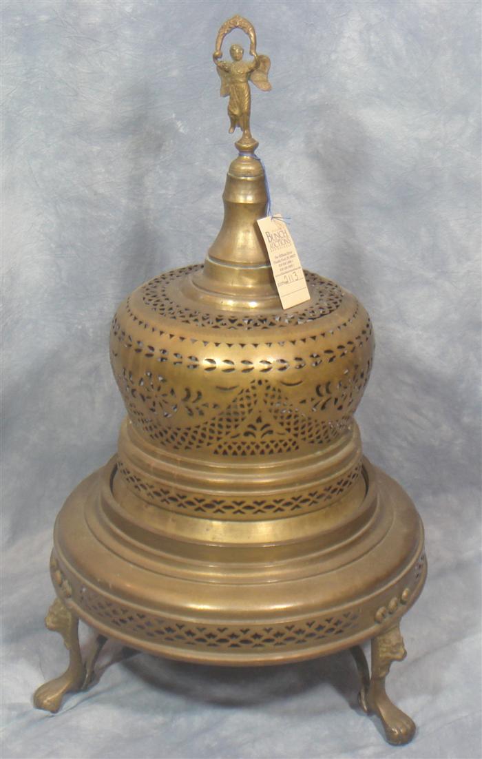 Ornate brass hibachi, with angle finial