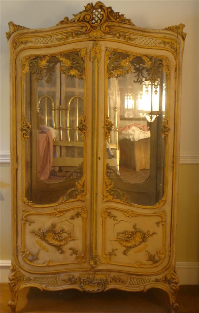 Painted carved French curio cabinet 3d454