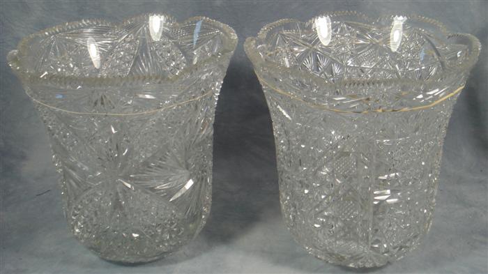 2  cut glass vases, 10 high, few small