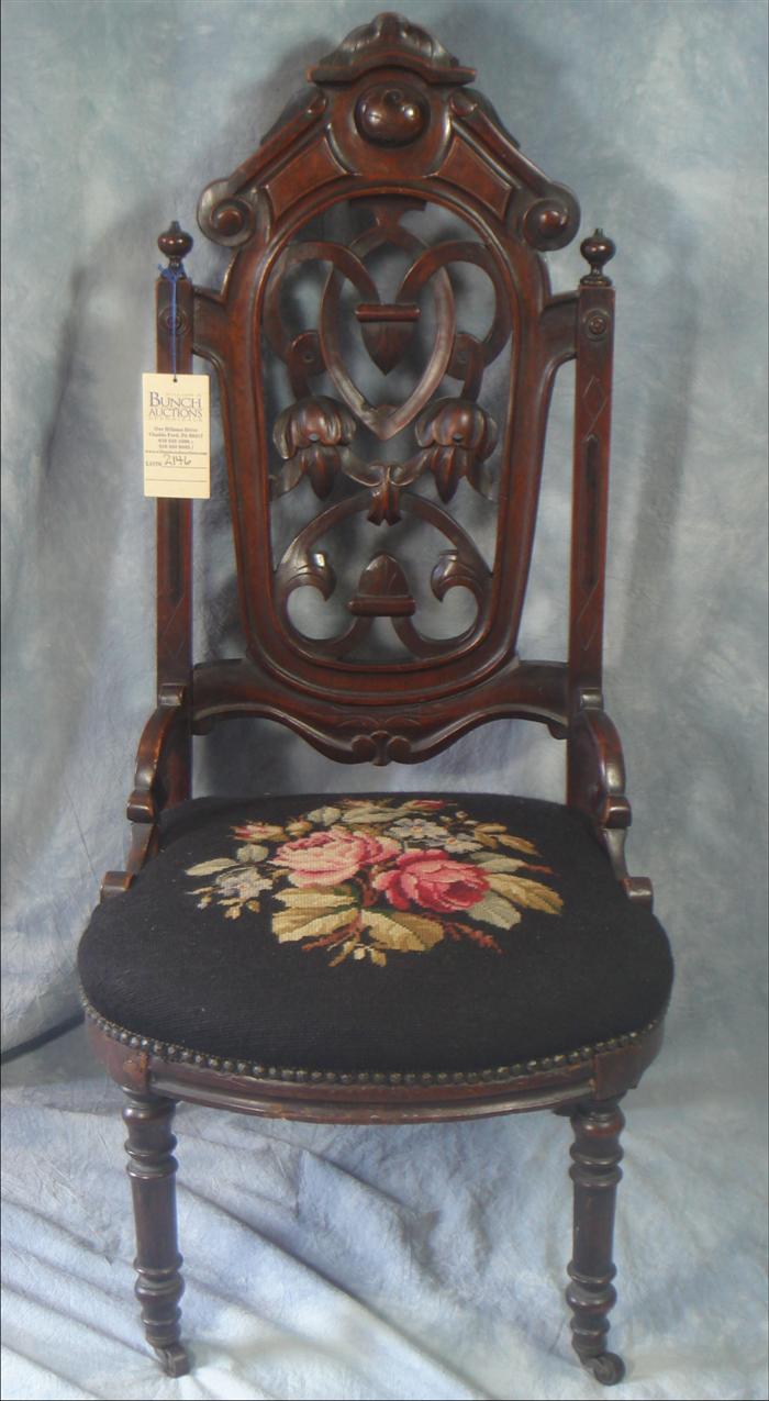 Carved walnut Victorian side chair,