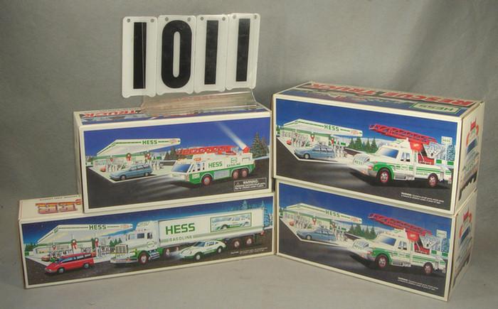 Lot of 4 Hess Trucks, all mint in original