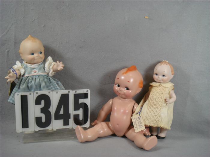 Lot of 3 Kewpie dolls, 2 are bisque
