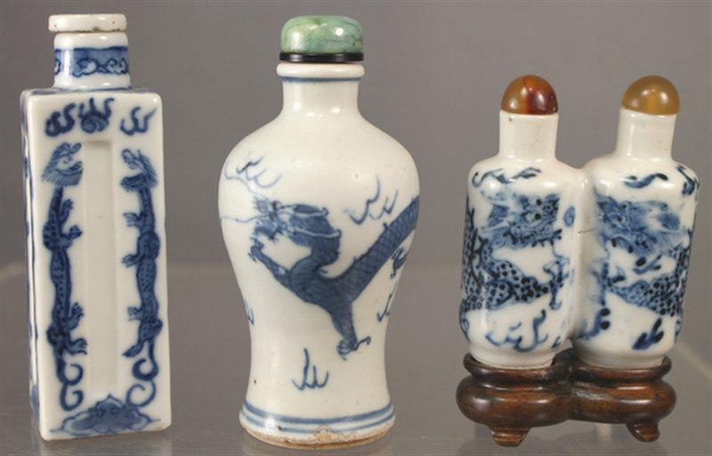  3 various porcelain snuff bottles  3d65f