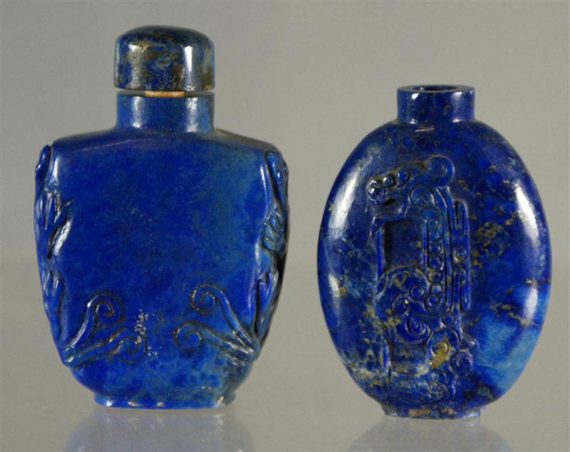 (2)  carved lapis lazuli snuff