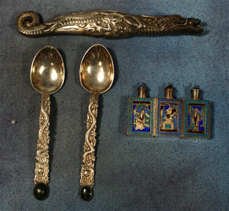 2 Chinese silver dragon spoons  3d6de