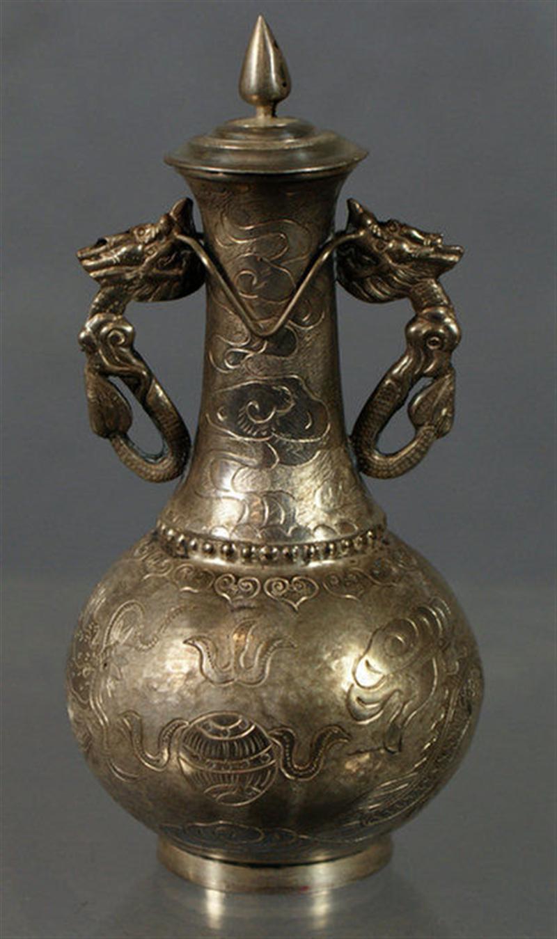 Chinese silver wine ewer engraved 3d6e0
