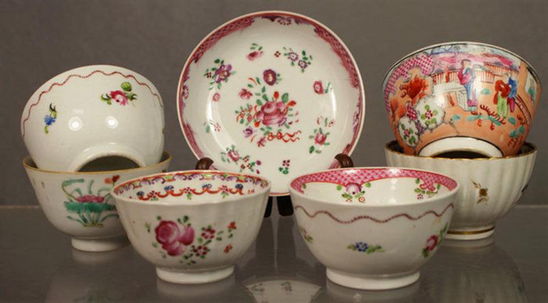 6 Chinese Export porcelain handleless 3d700