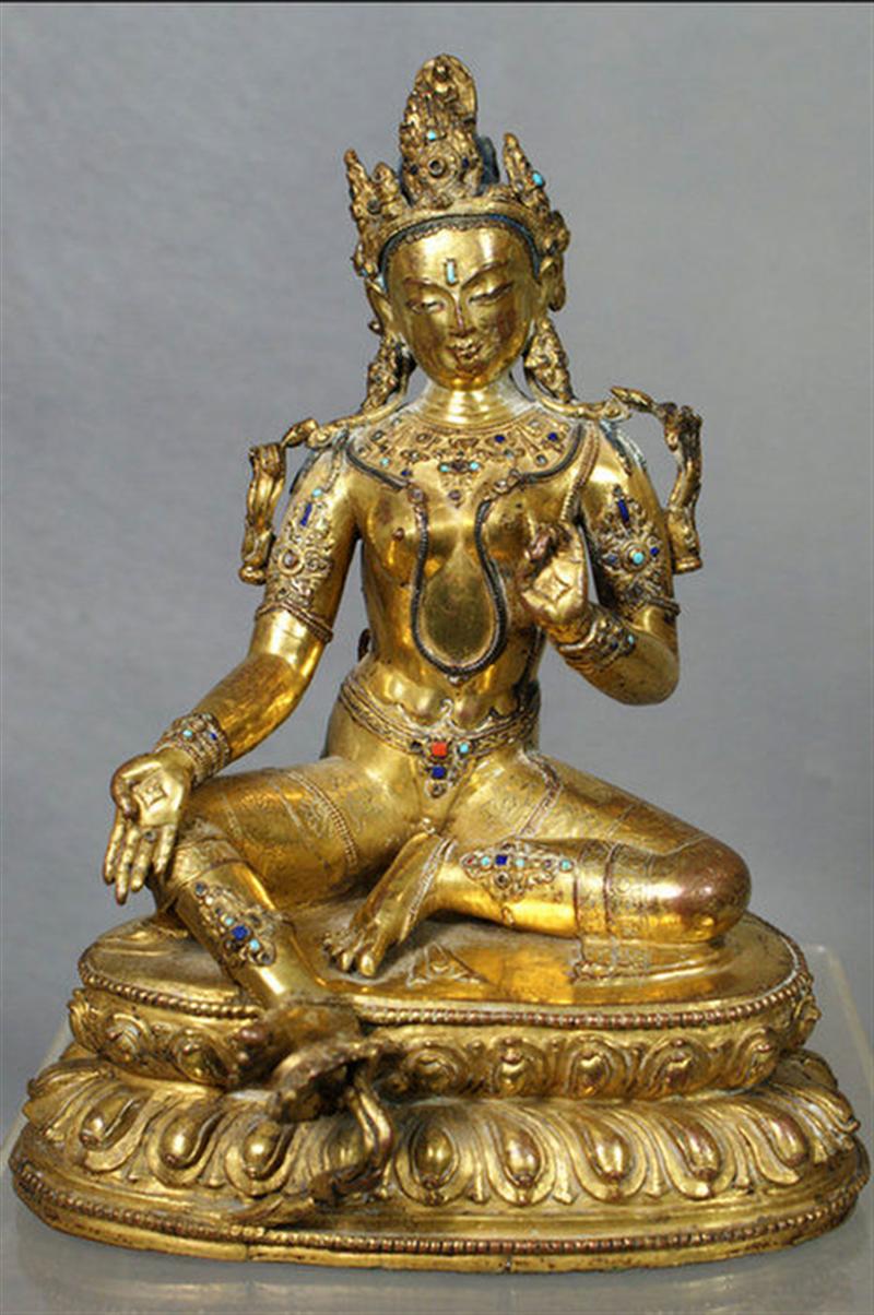 Cast bronze seated Asian figure 3d70a