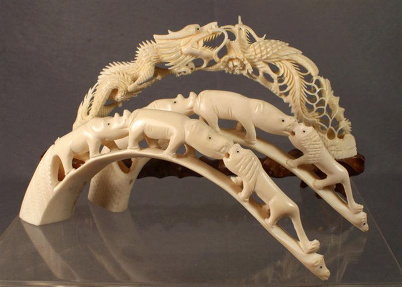 3  ivory bridge carvings, dragon