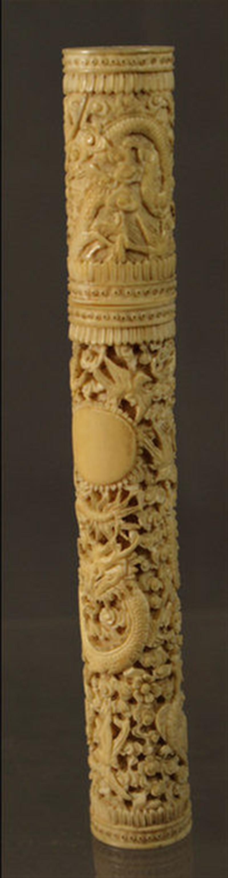 Carved ivory cylindrical sewing