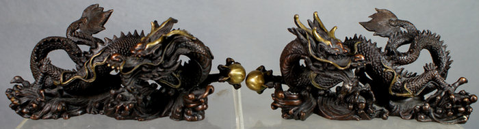 Pr cast bronze dragon grasping the pearl