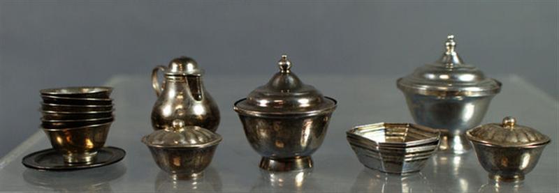 14 miniature silver table items  3d738