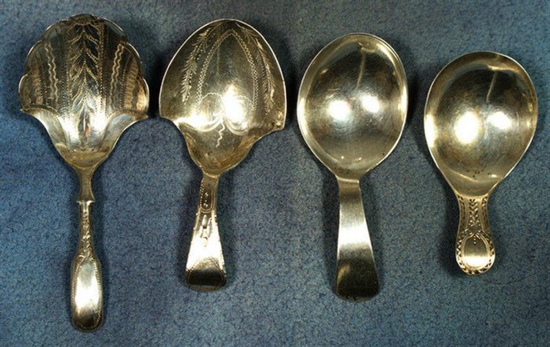 4 Georgian silver tea caddy spoons,