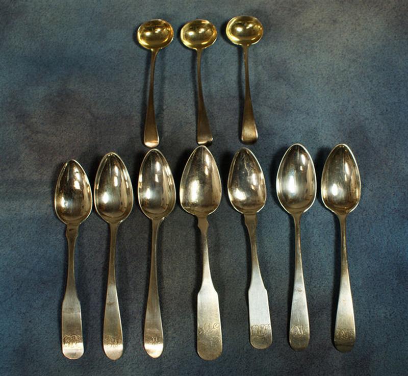 7 American coin silver teaspoons  3d755