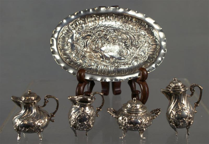 Chinese miniature silver teaset