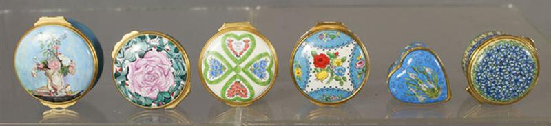 6 floral themed Halcyon Days enameled