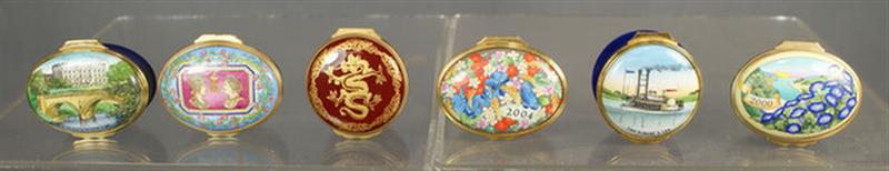 6 various themed Halcyon Days enameled