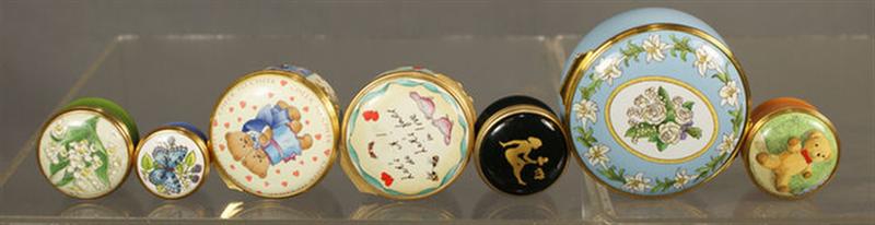 6 various themed Halcyon Days enameled