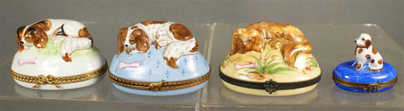 4 Limoges porcelain dog themed 3d7c5