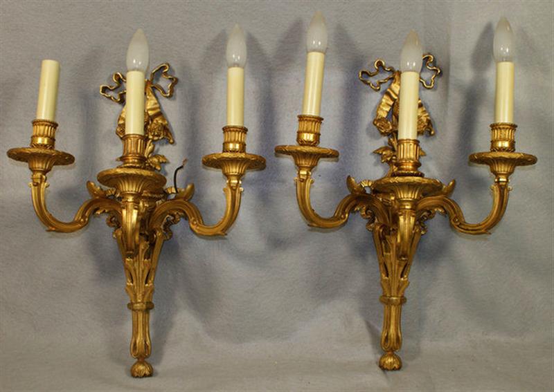 Pr Louis XVI style 3 arm gilt bronze 3d7eb