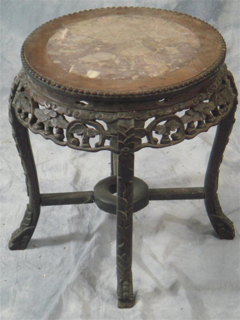 Carved Rosewood Chinese marble