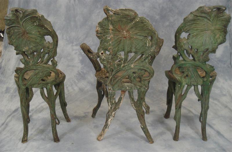 3 Carved and painted Art Nouveau 3d859