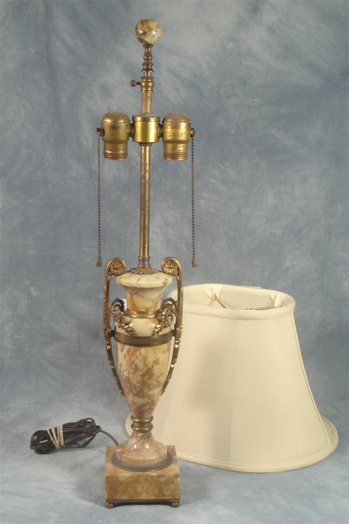Bronze mounted marble table lamp,