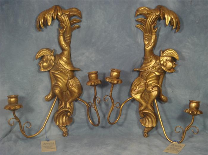 Pair of carved and gilt wood oriental 3d488