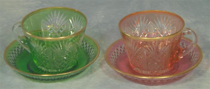 2 cut color to clear crystal cups &