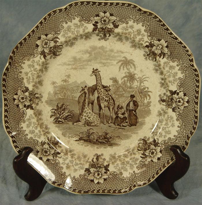 Brown transfer Staffordshire plate  3d496