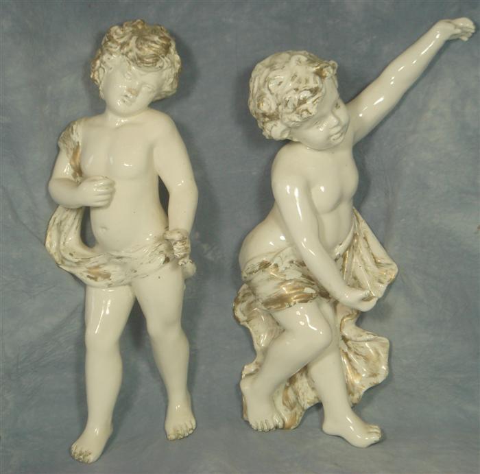 Pair of white porcelain cherubs 3d499