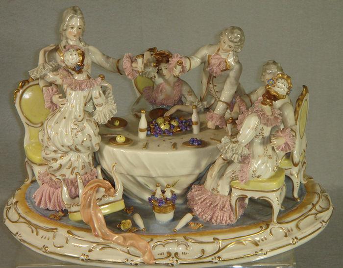 Meissen style porcelain grouping,