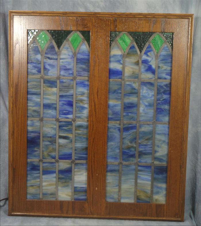 2 stained glass panels, boxed out