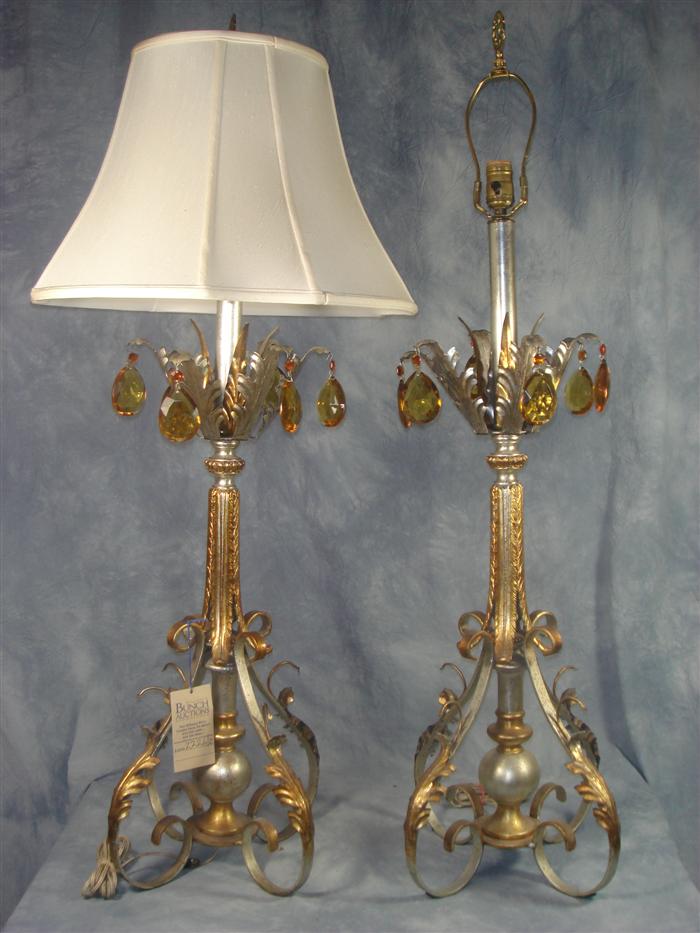 Pair of two tone metal table lamps  3d4a7