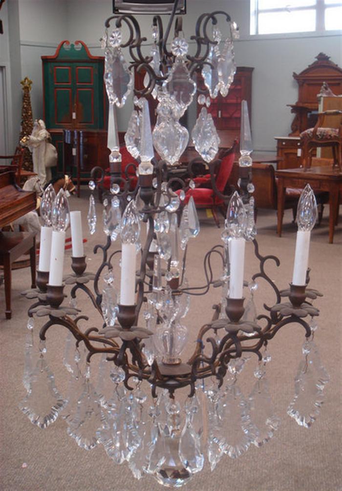 Brass framed 8 arm Venetian style chandelier