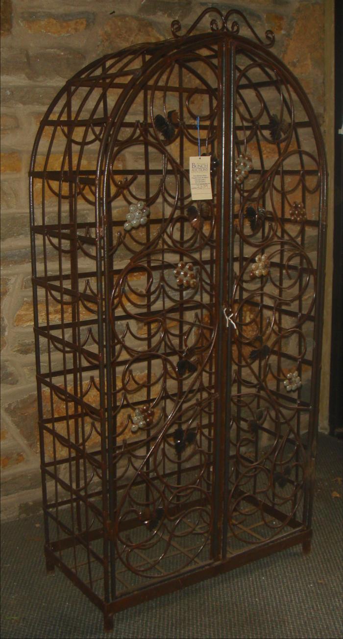 Metal wine rack with 2 doors, holds