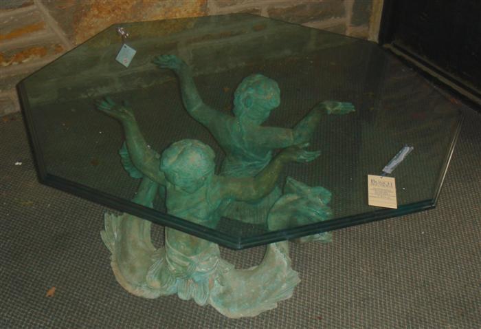 Plate glass bronze coffee table 3d4b8