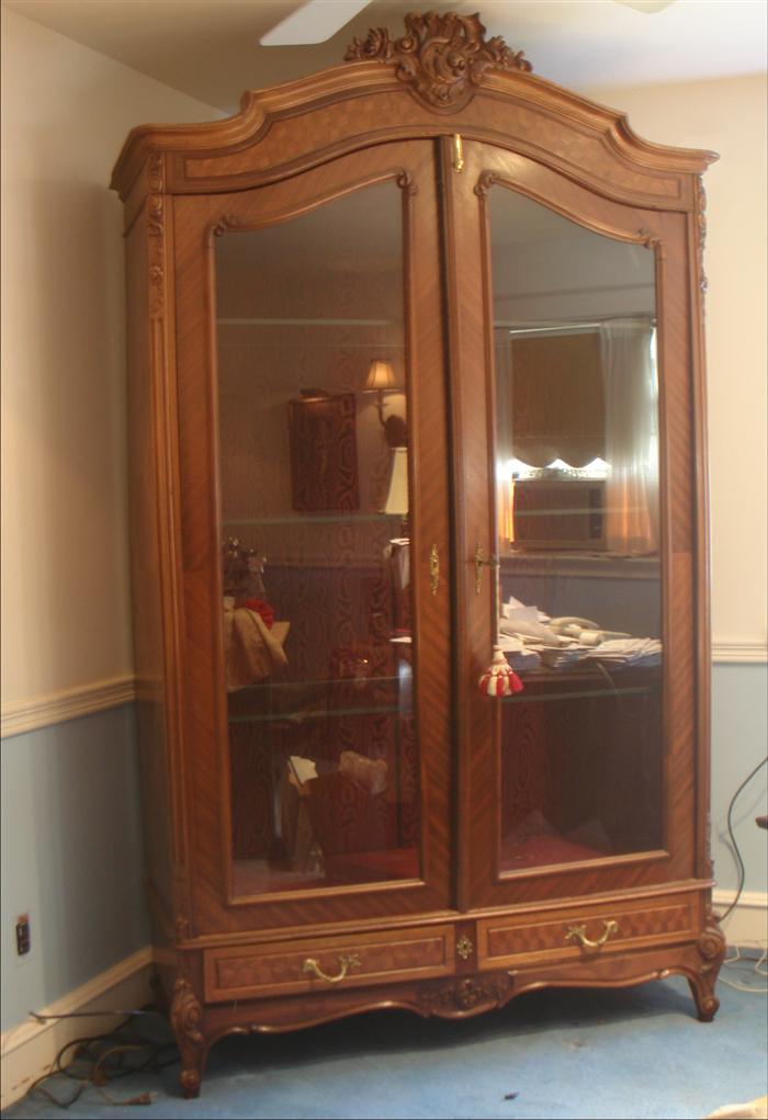 Carved walnut French armoire converted