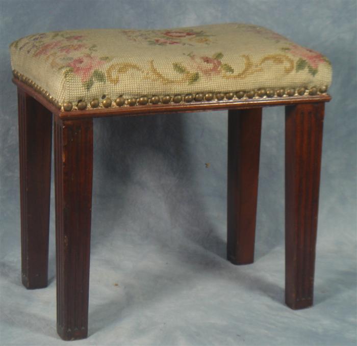 Mahogany foot stool, needlepoint