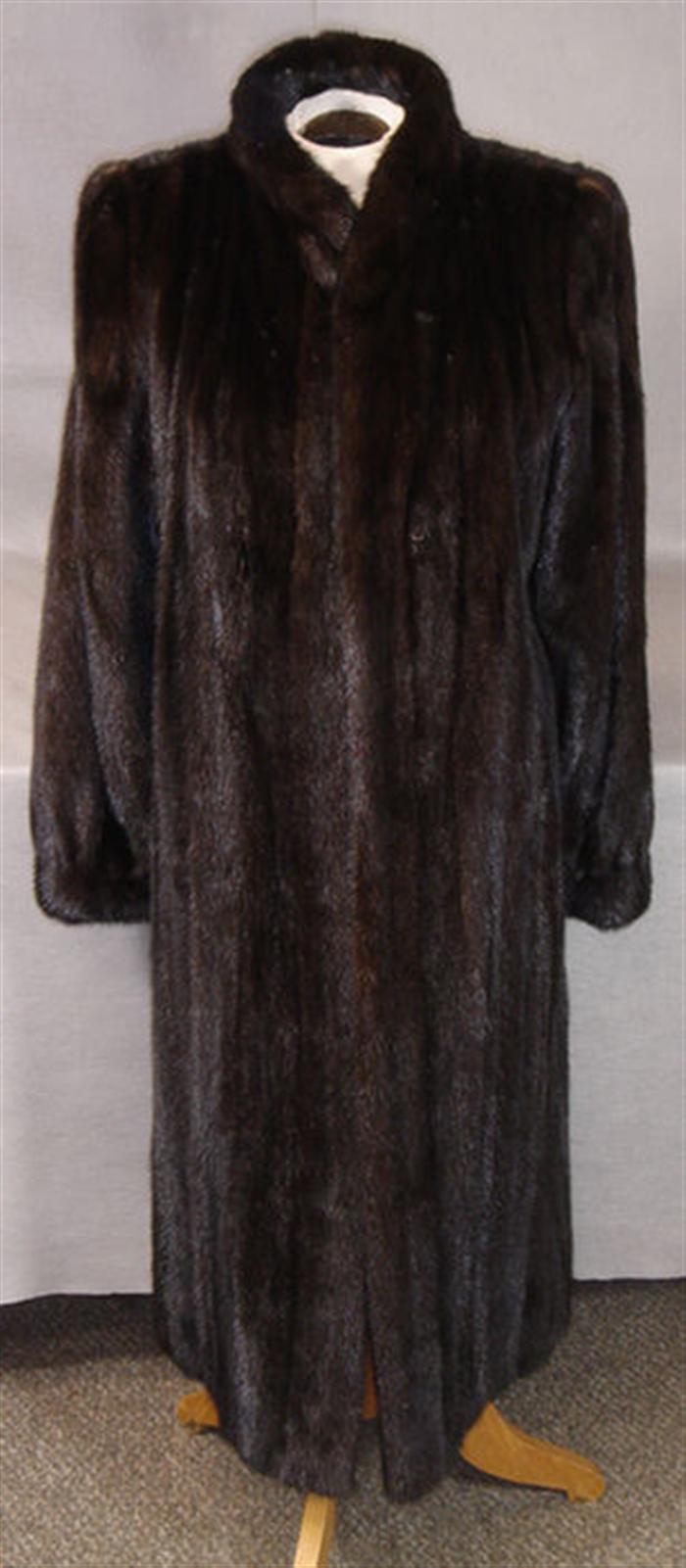 Black full length fur coat, about size