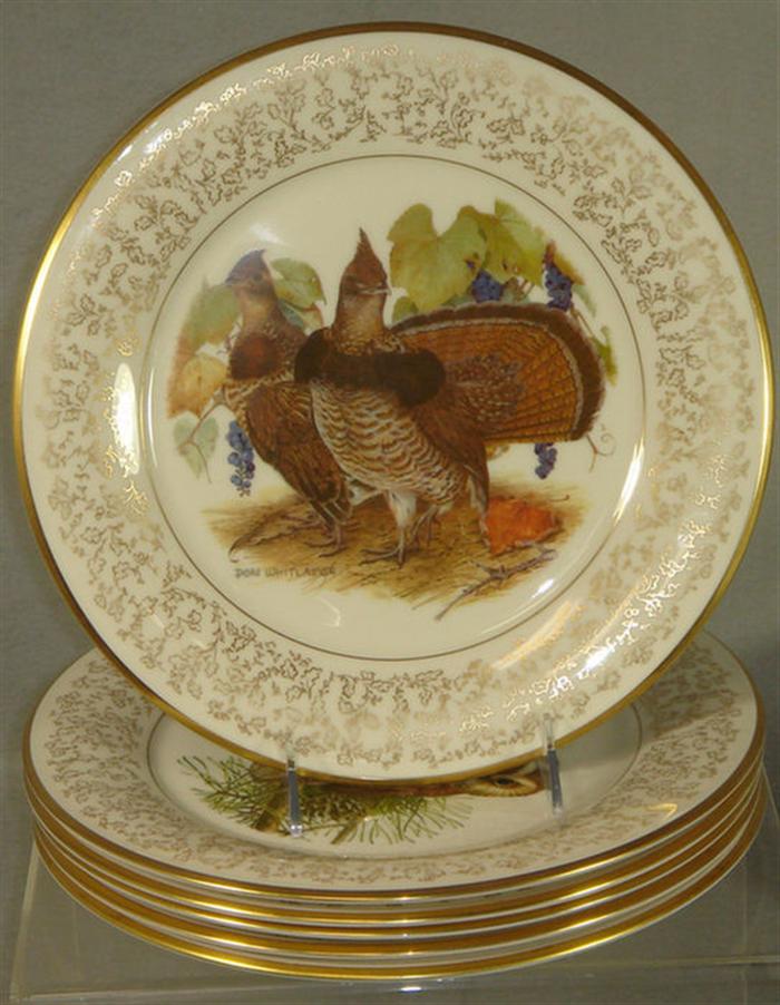 6 Gorham porcelain bird plates,