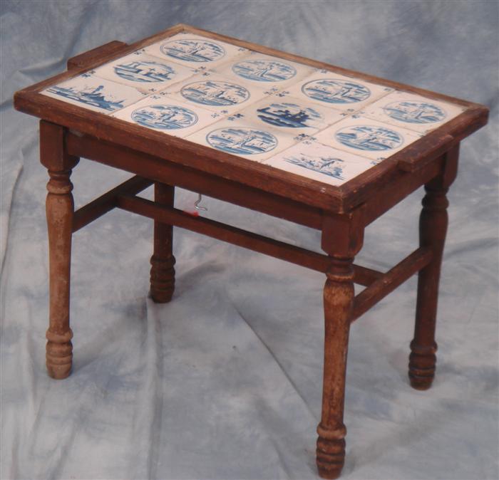 Delft tile top table, 12 early