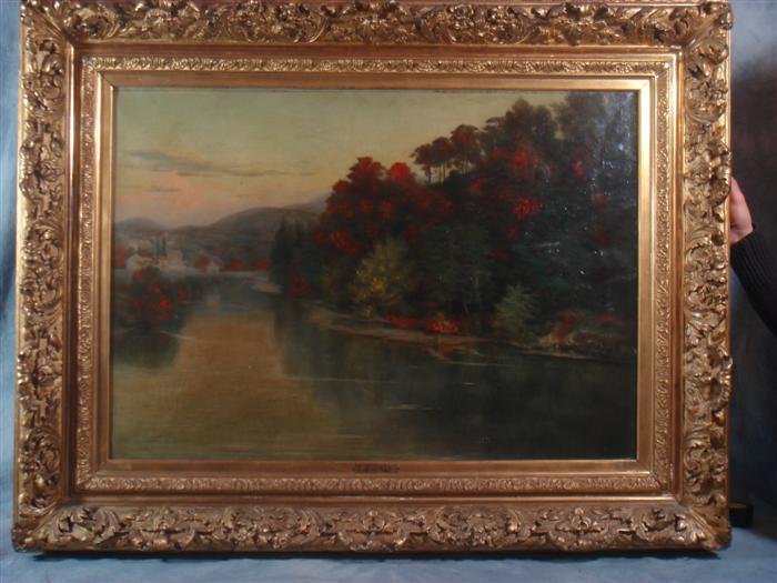 L. Rapilly, river landscape, o/c, 26