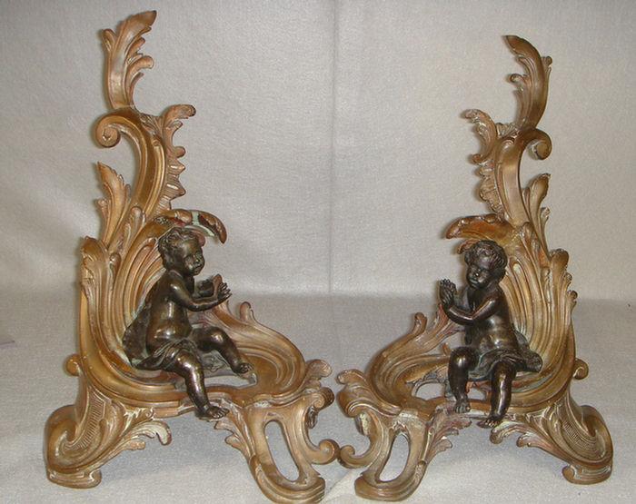 Pr gilt bronze cherub design rococo