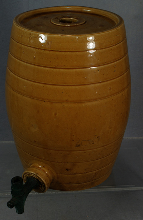 English tan glazed stoneware keg,