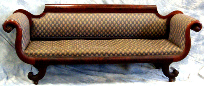 Mahogany Federal sofa with scrolled